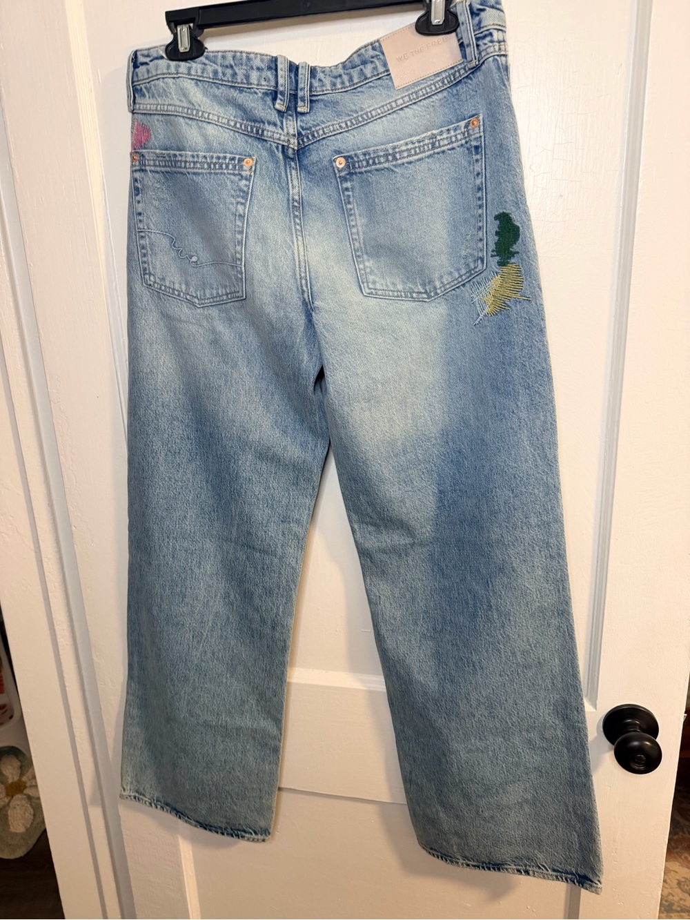 NWT retails 198 we the free embroidered wide leg denim - Picture 9 of 11